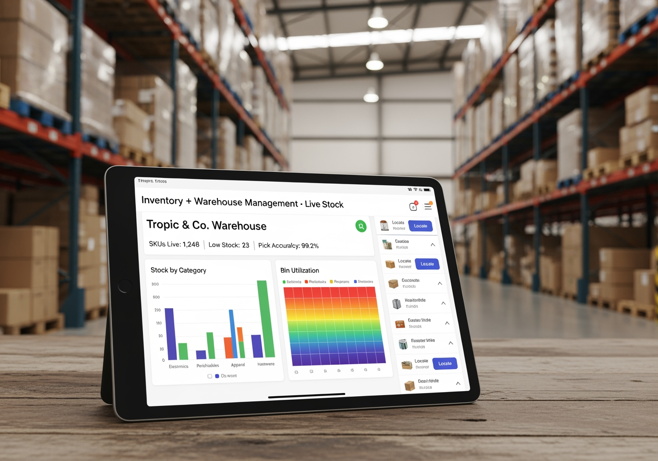 Inventory + warehouse management. Next.js + Postgres