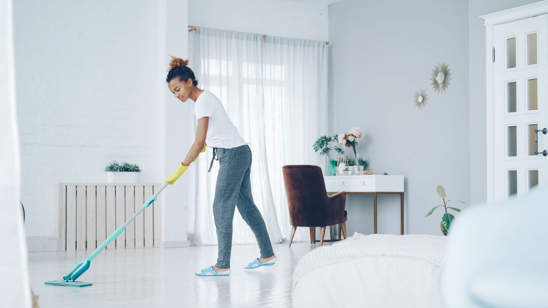 A spotless living room cleaned by Brightnest