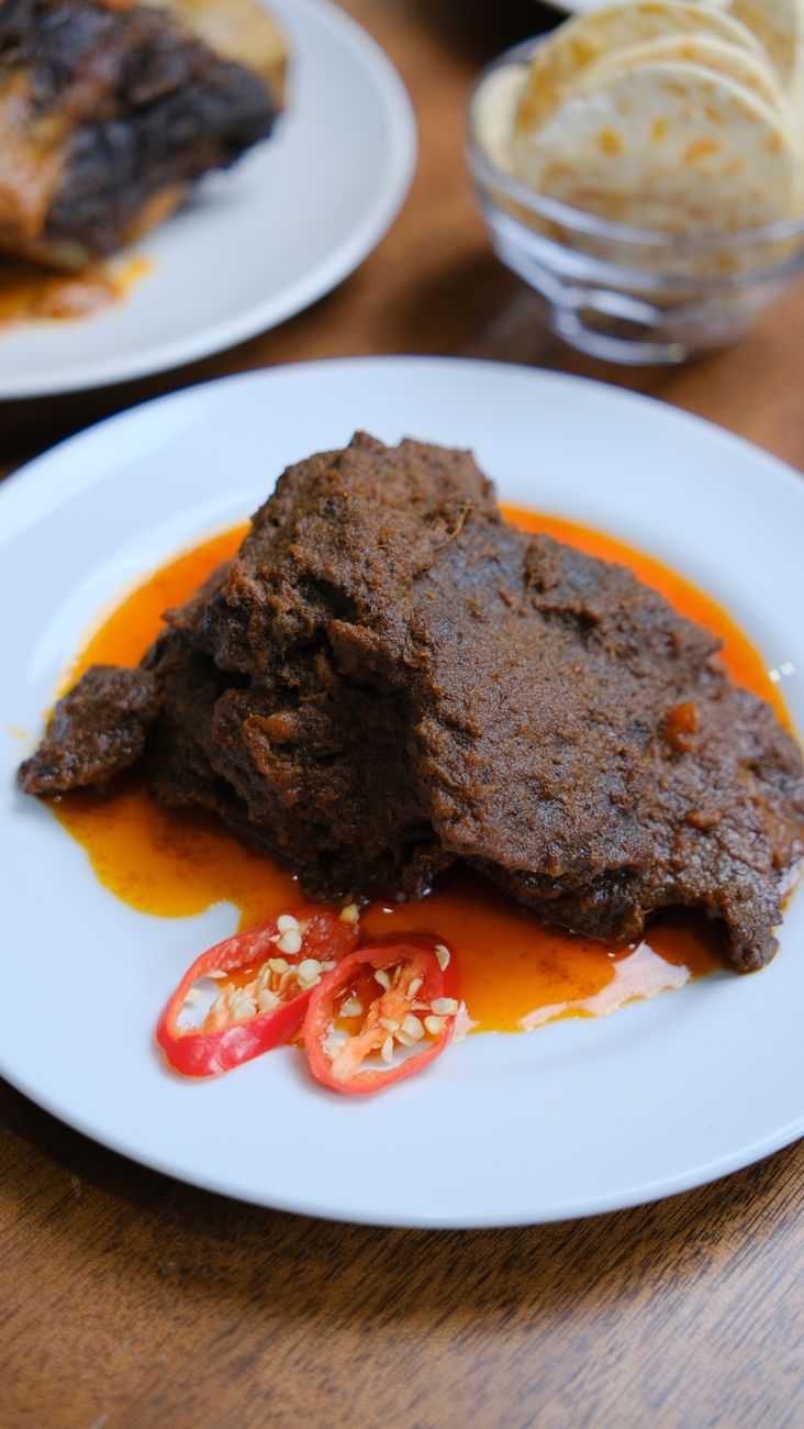 Slow-cooked beef rendang
