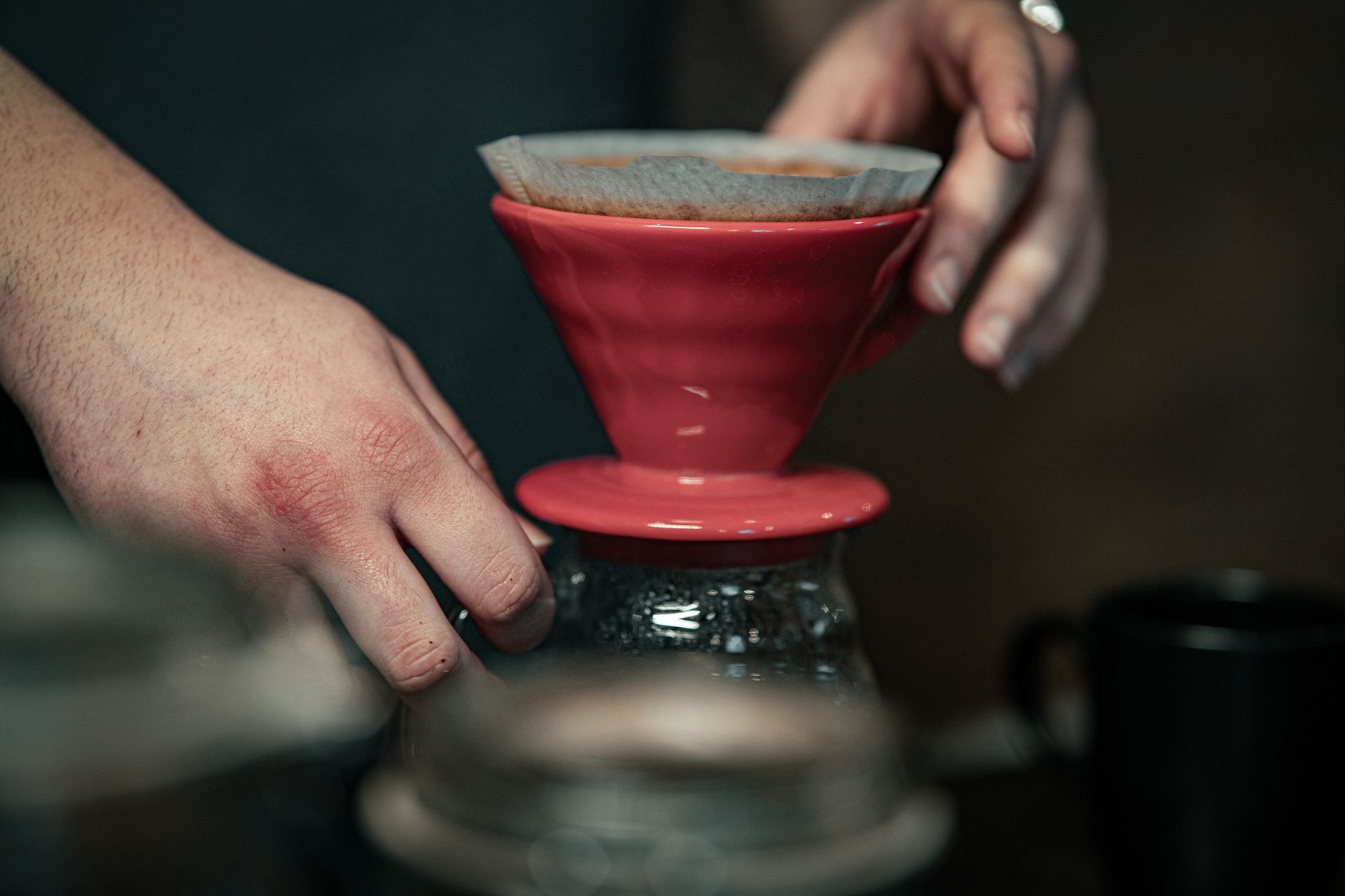 Hand brewing pour-over coffee
