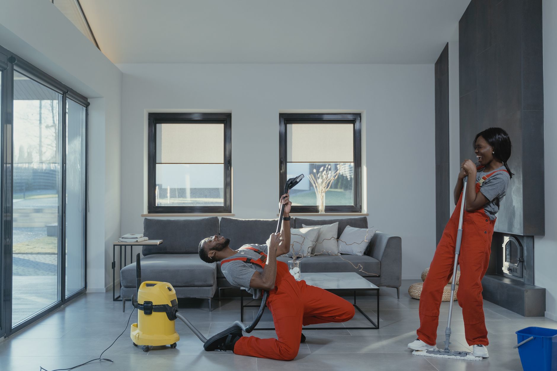 Crispworks cleaner working in a Singapore office
