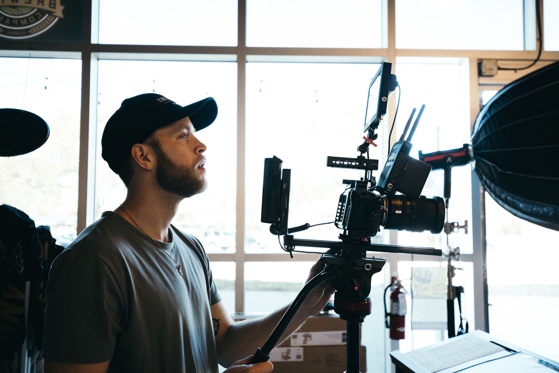 Ezra Koh on set behind the camera