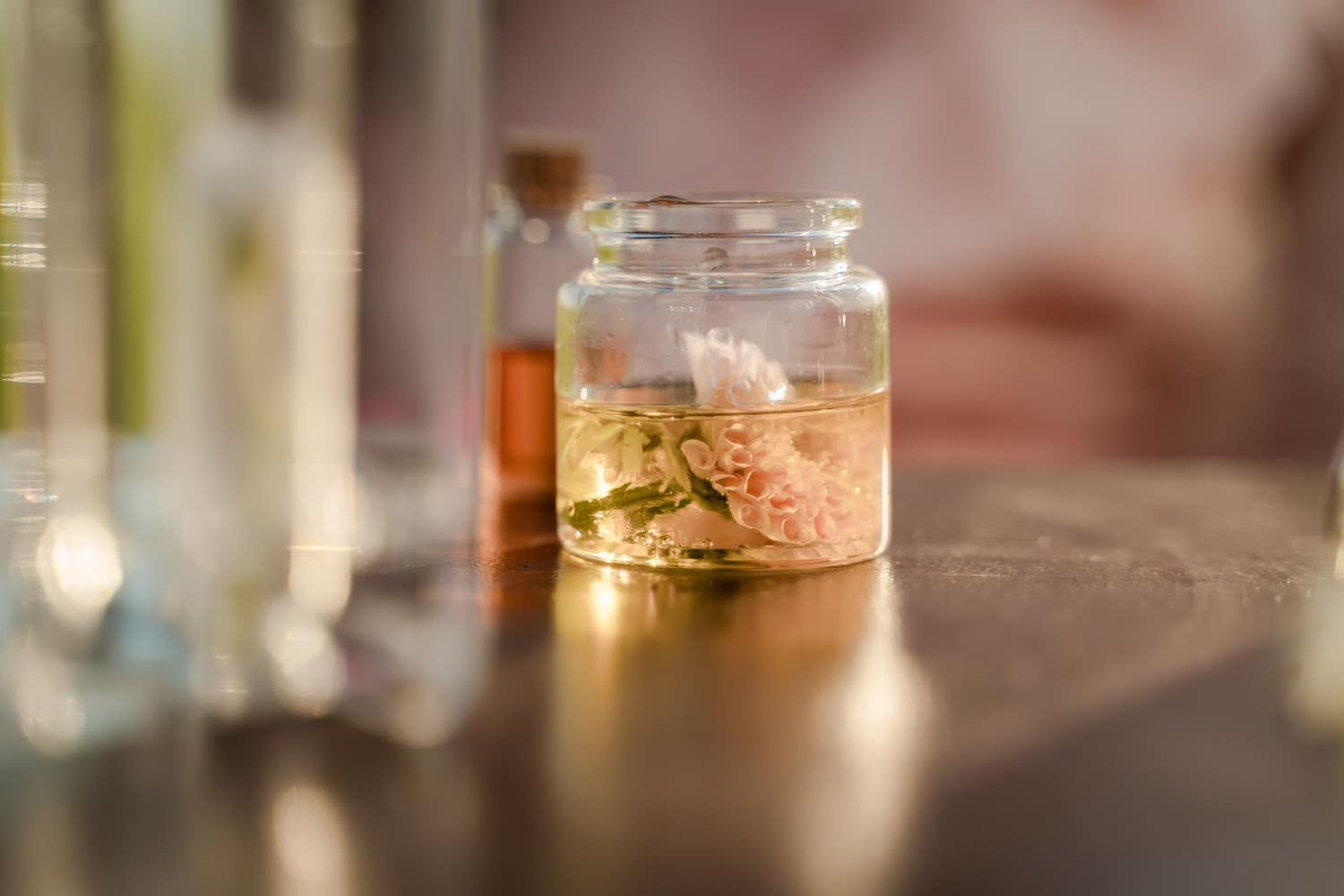 Blending botanical skincare by hand