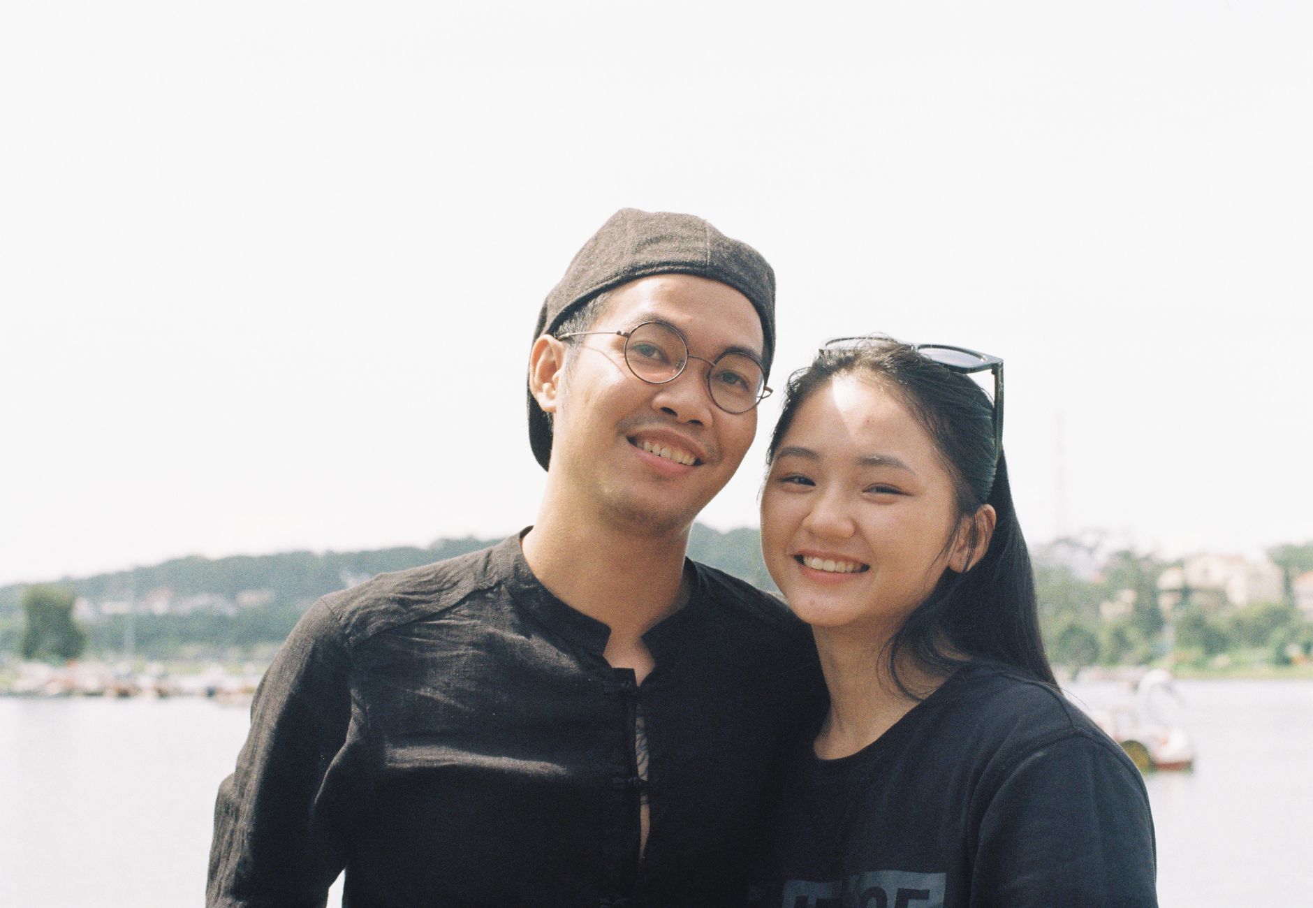 A couple wearing Lensfield eyeglasses in Singapore