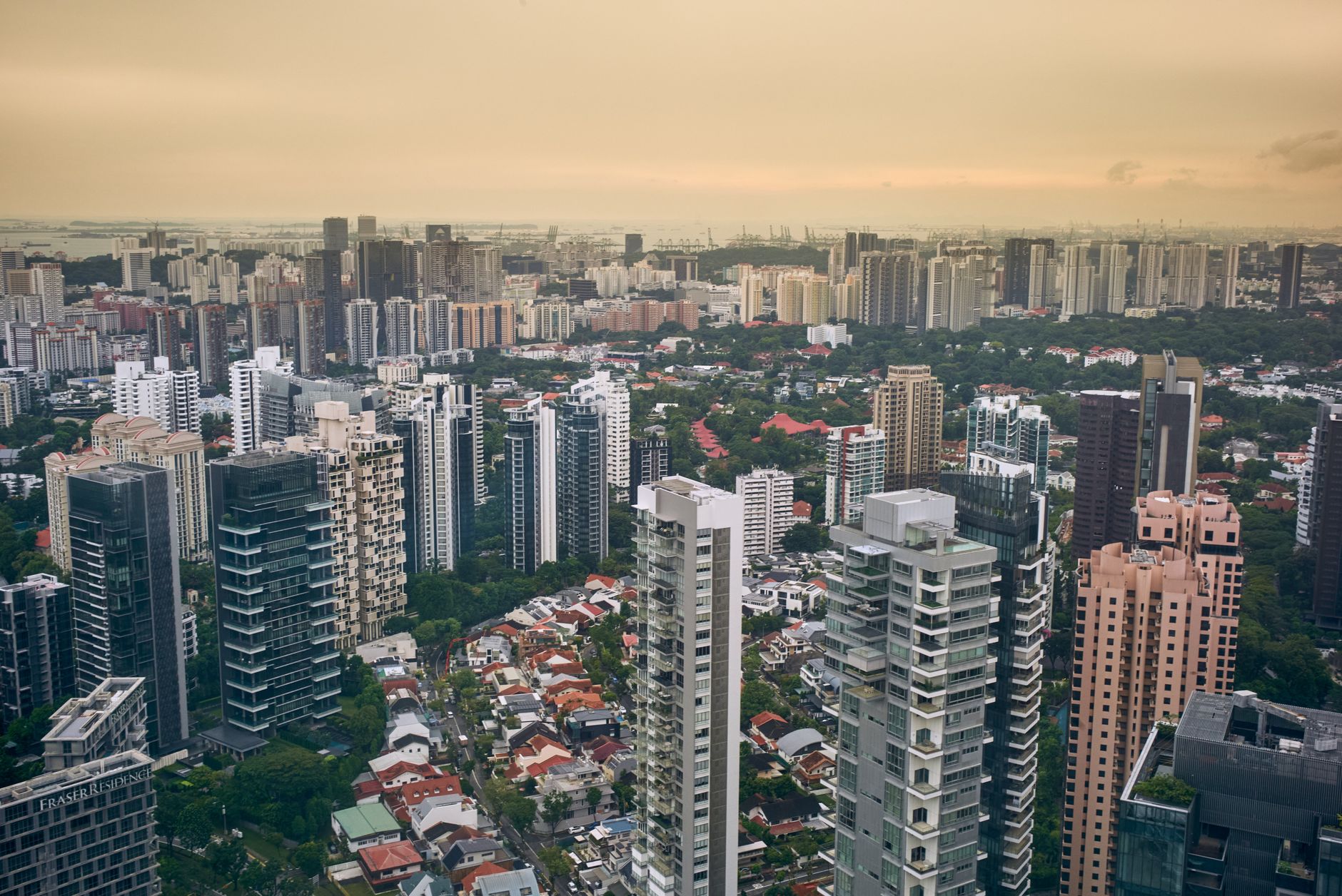 The Singapore residential skyline at dusk