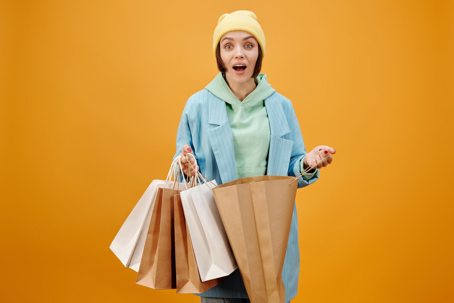 Shopper with bags after snagging deals on Snaggle