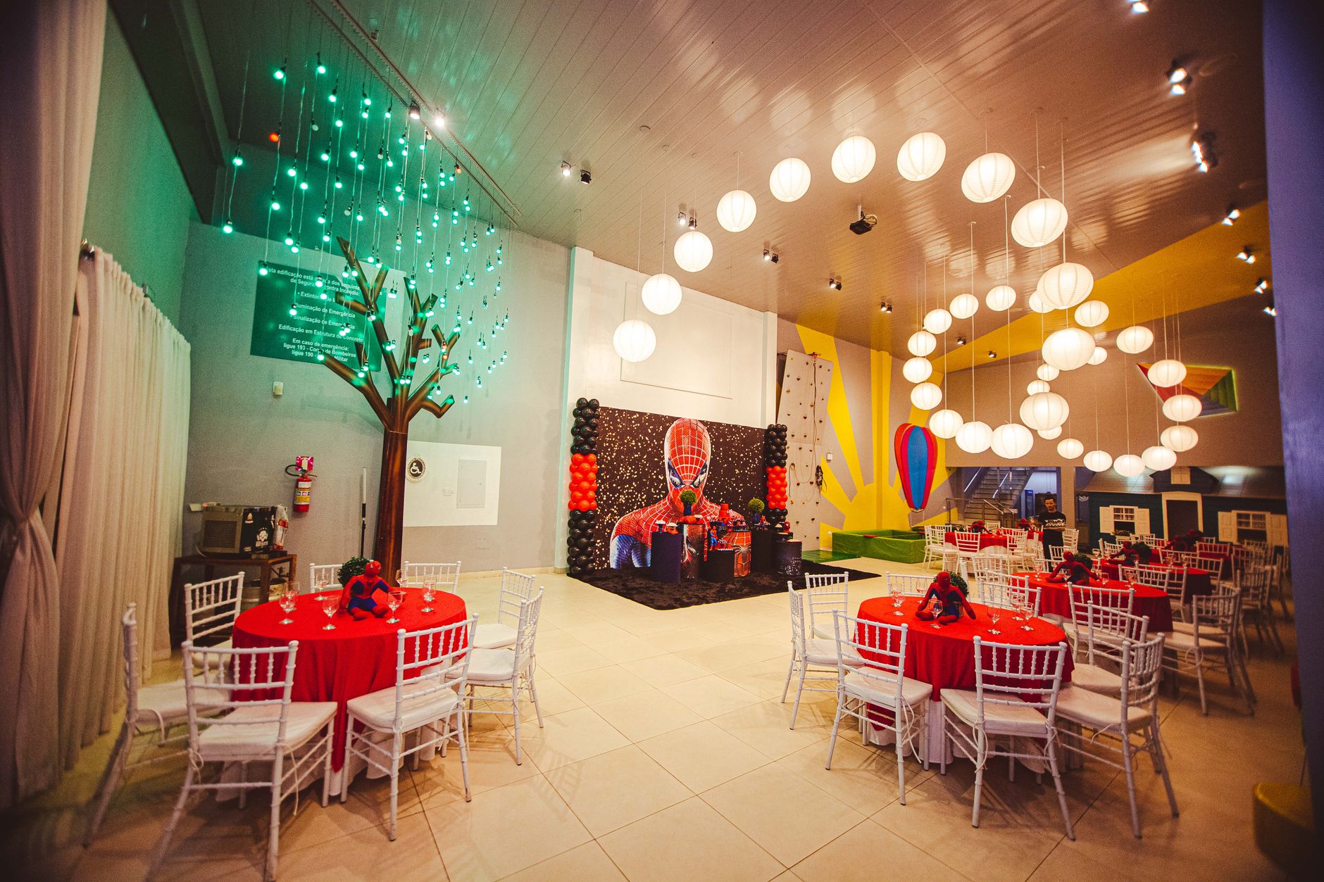Snapbox event setup with party lights and decoration
