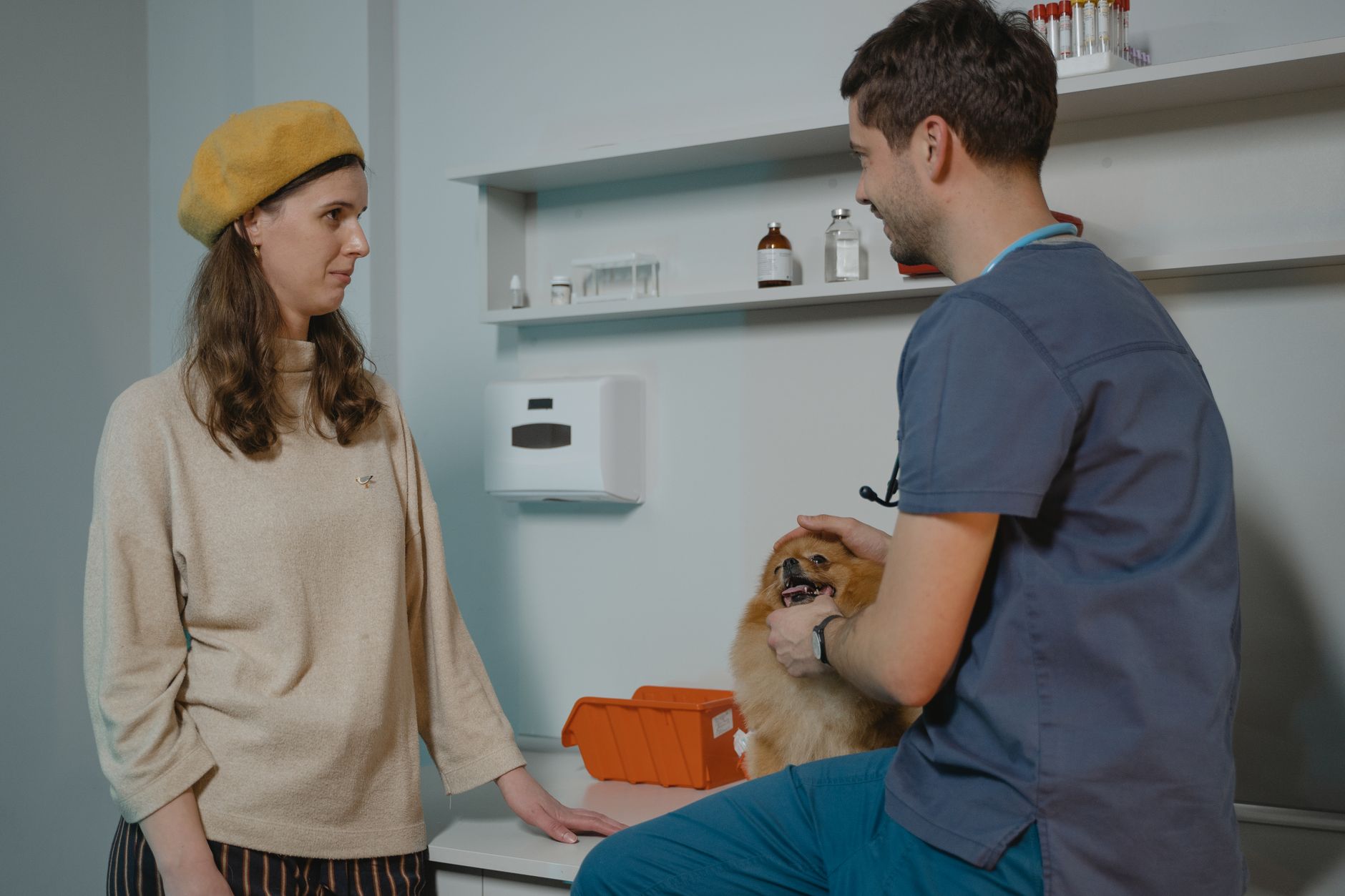 A pet owner with a vet at Tailside