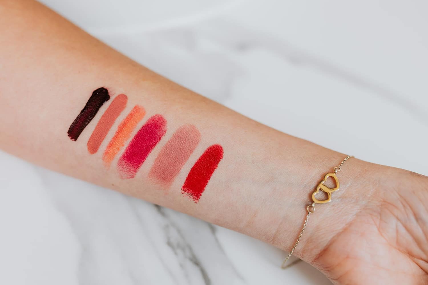 Foundation shade swatches matched on skin