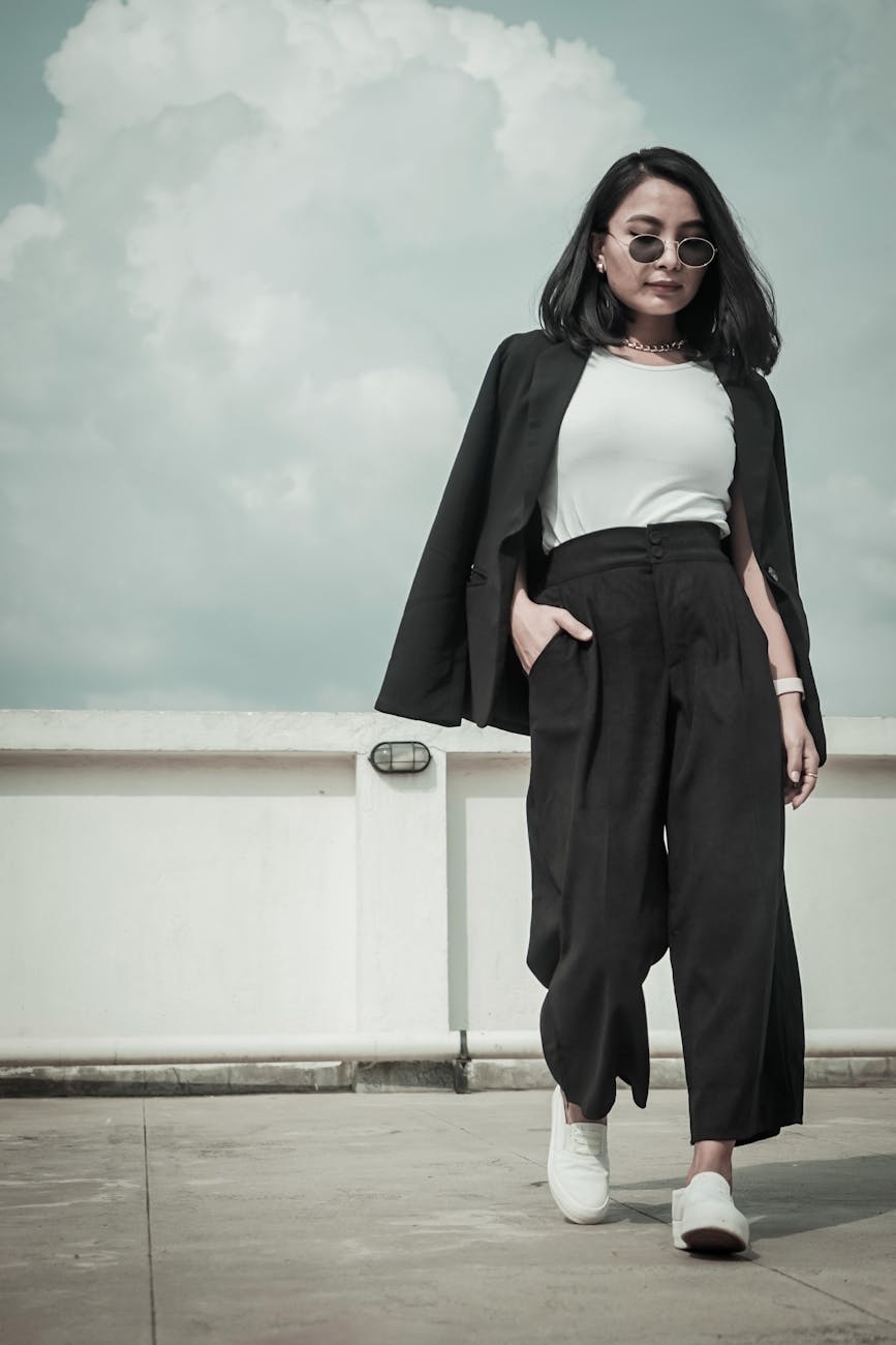 Woman styled in a complete Sorelle look