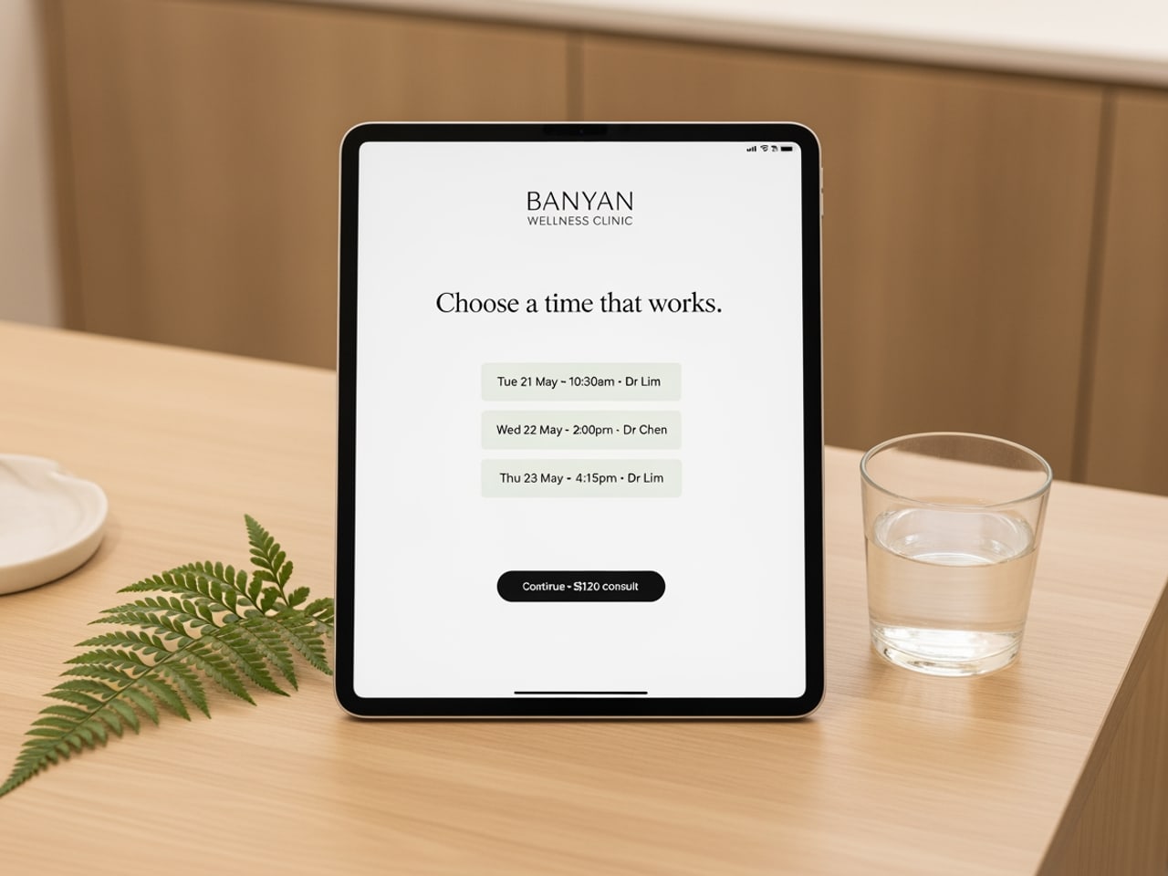 Clinic booking flow. Webflow + custom