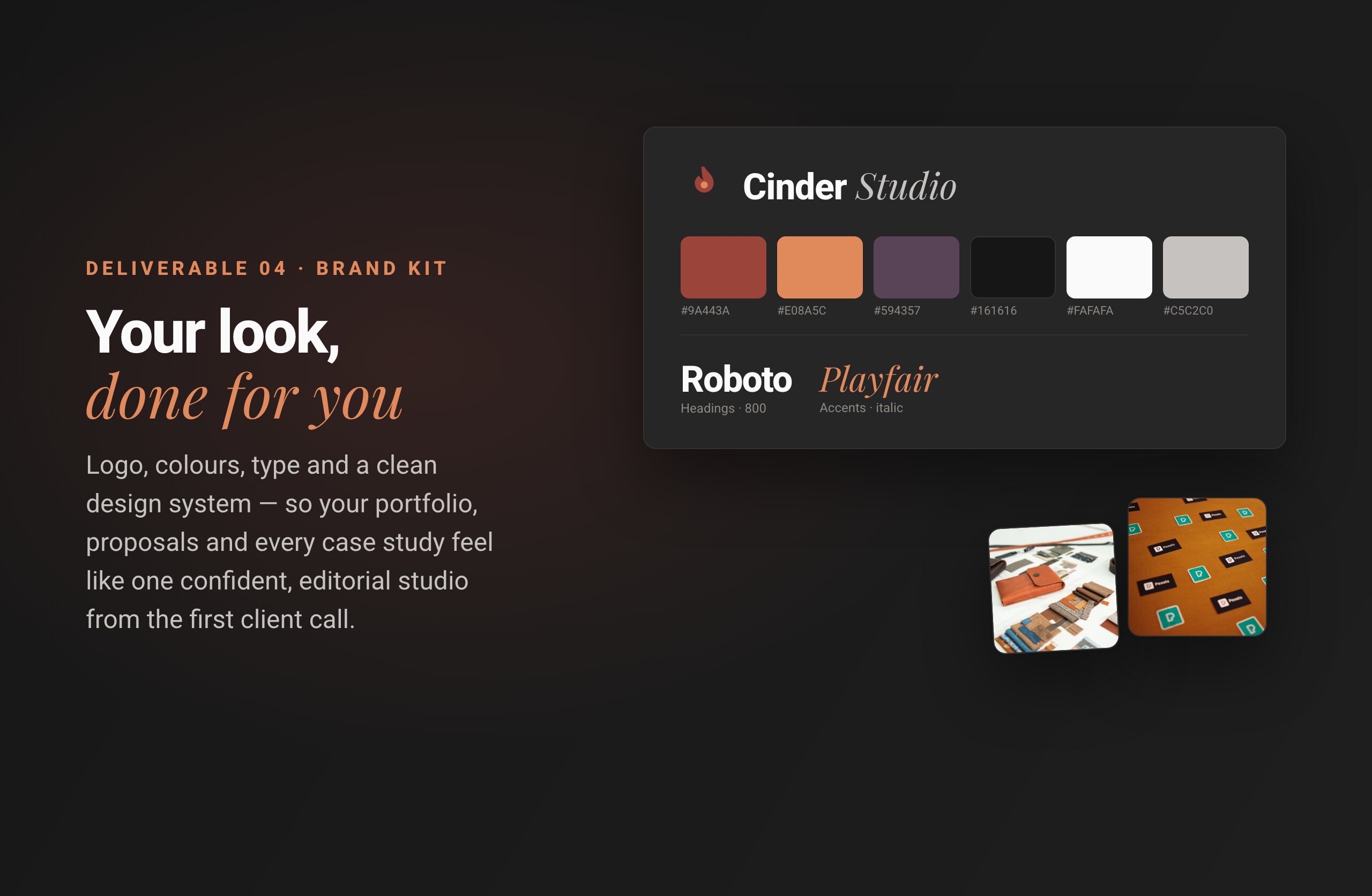 The Brand Kit included in the kit — logo, colours, fonts and social images