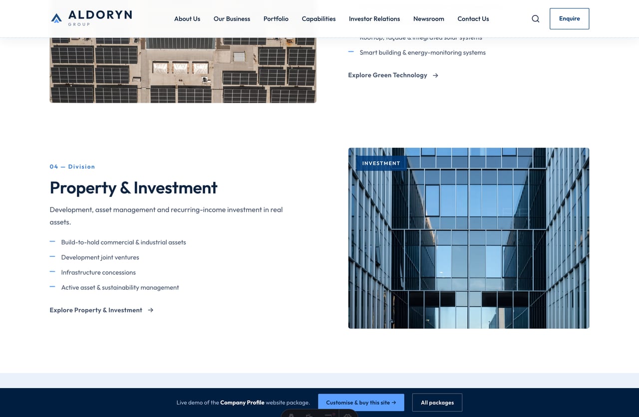Capability Matchmaker interactive tool on a Singapore company-profile website homepage