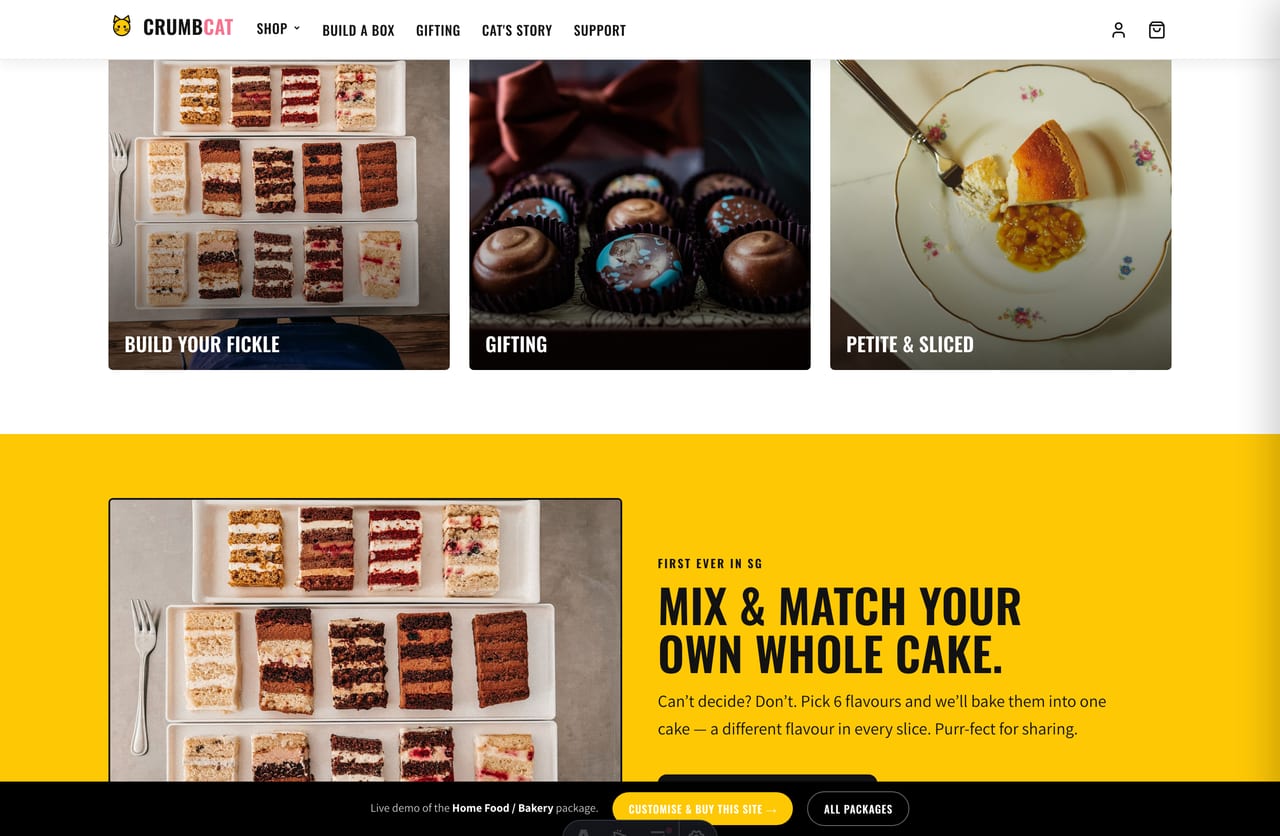 Customer reviews and 4.9-star ratings on the CrumbCat Singapore cheesecake website