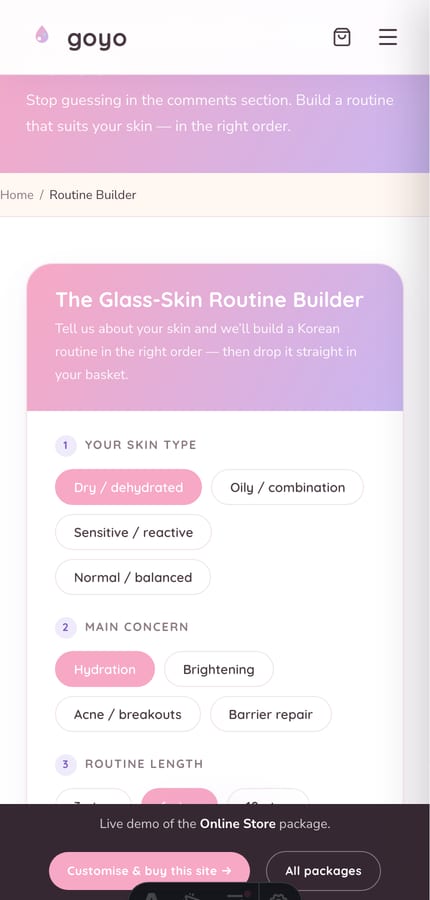 Slide-out basket with a free-islandwide-delivery progress bar on the Singapore K-beauty store