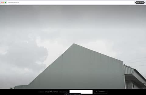 Architecture practice portfolio homepage demo — full-bleed photo hero and minimal wordmark header (Singapore)