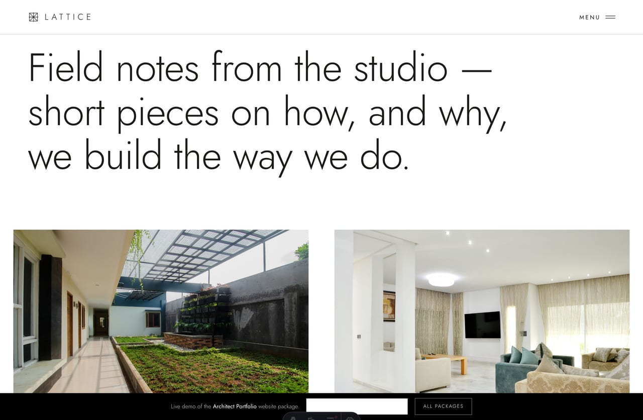 Journal of field notes on a Singapore architecture practice portfolio website