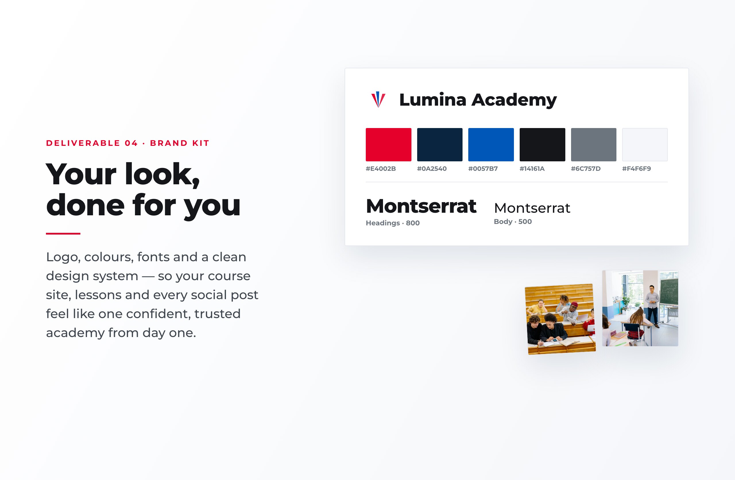 The Brand Kit included in the kit — logo, colours, fonts and social images