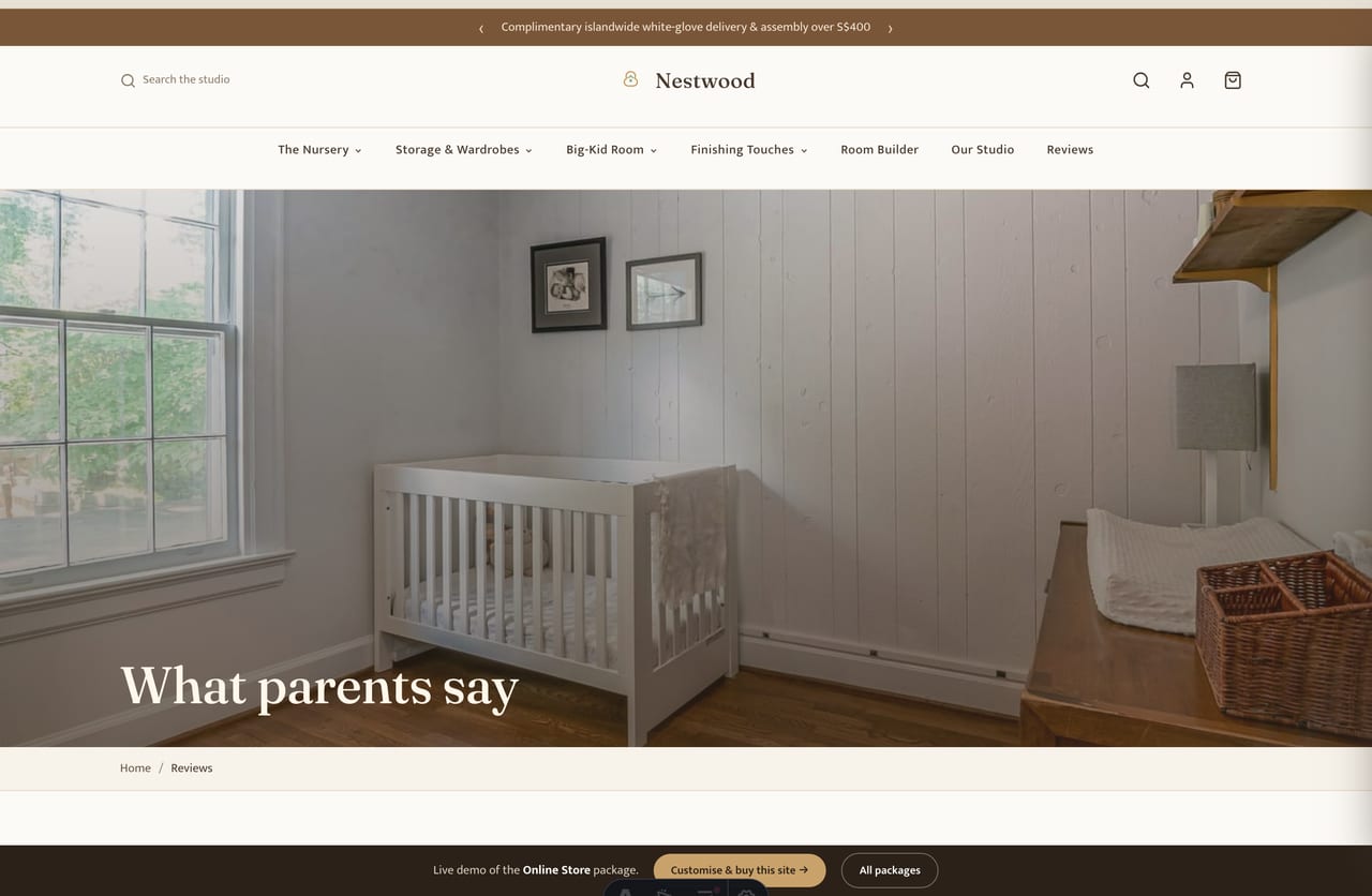 Singapore parent reviews and star ratings on the Nestwood nursery furniture store website