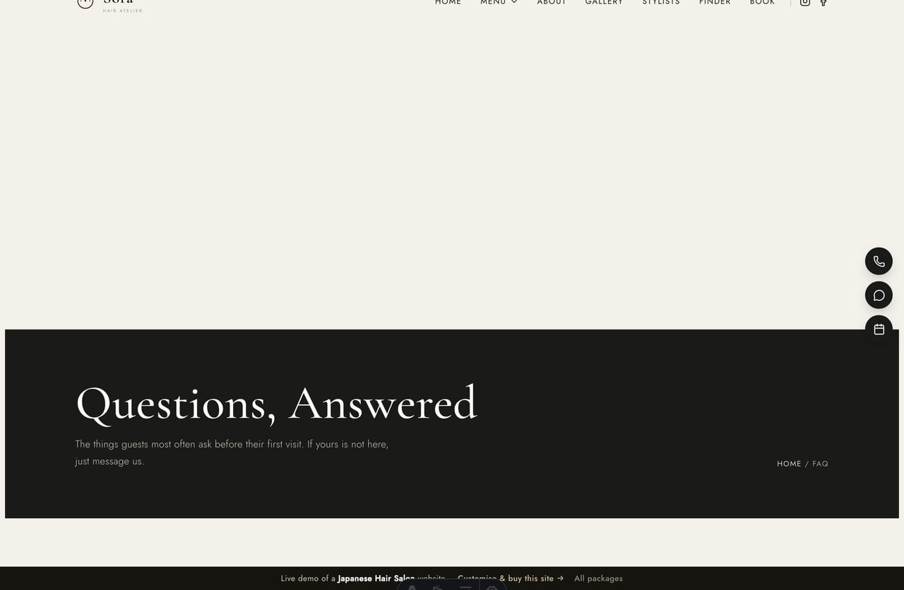 FAQ page on the Sora demo — a serif question accordion